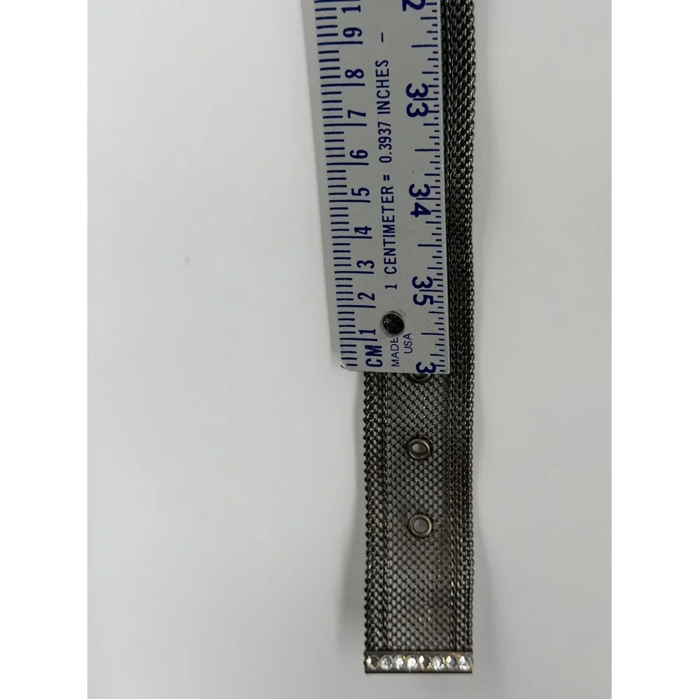 Vintage Gunmetal Mesh Belt Ornate Rhinestone Buckle Gothic Statement Accessory